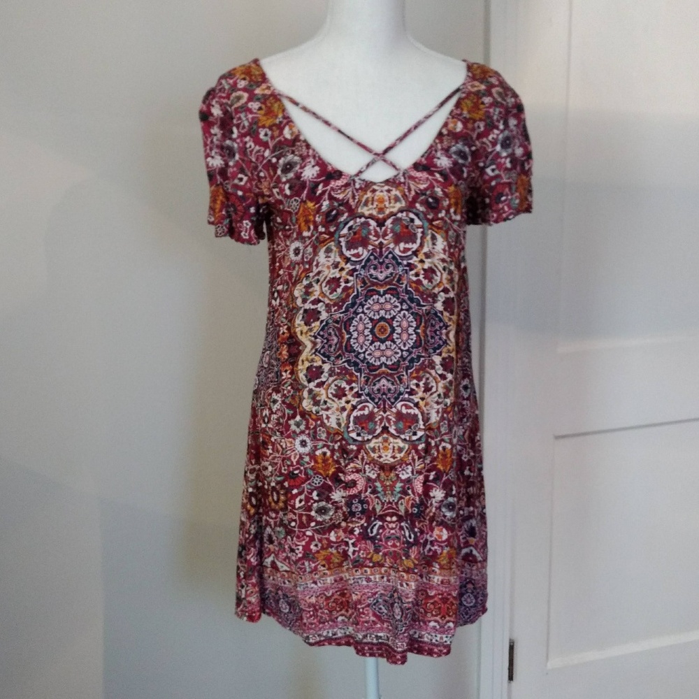 Xhilaration Short Sleeve Multicolored Cotton Dress